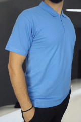 Polo Yaka Kısa Kollu Mavi Lakost Tşört