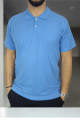 Polo Yaka Kısa Kollu Mavi Lakost Tşört