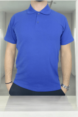 Polo Yaka Kısa Kol Saks Mavi Lakost Tşört