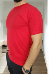 Sıfır Yaka Kırmızı Kısa Kol Tşört