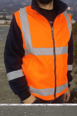 Kol Çıkmalı İçi Polarlı Reflektörlü Turuncu-Lacivert Mont