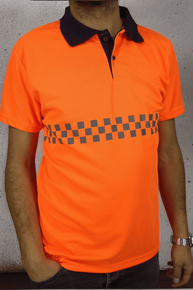 Dry Touch Polo Yaka  Dama Reflektörlü Turuncu Tişört