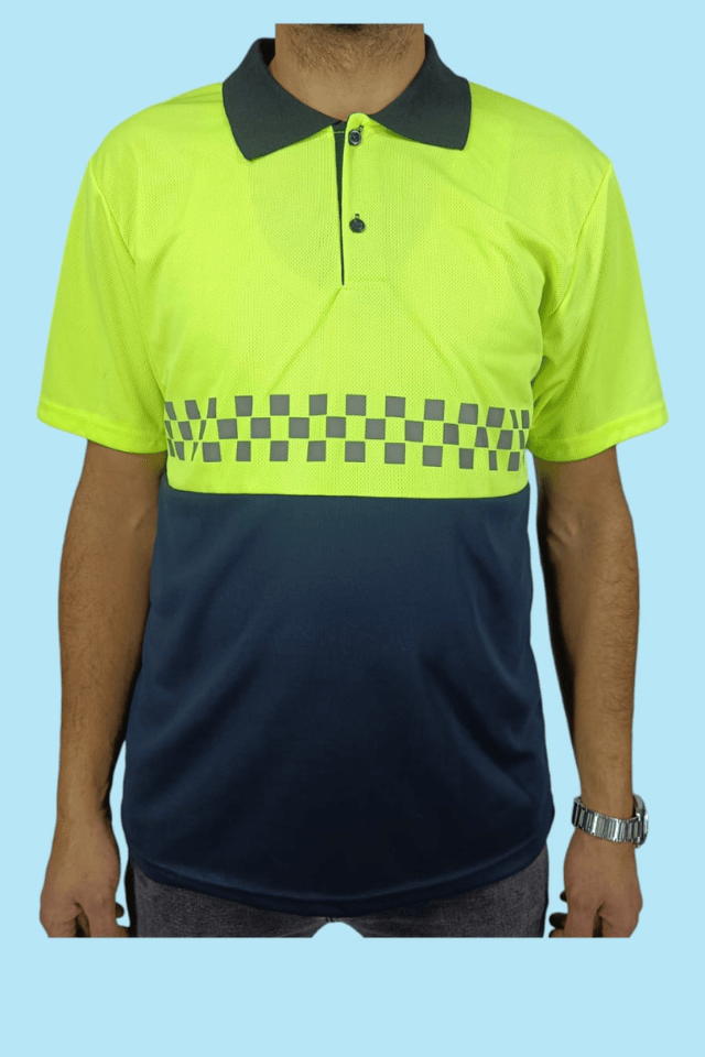 Dry Touch Polo Yaka  Dama Reflektörlü Sarı Tişört